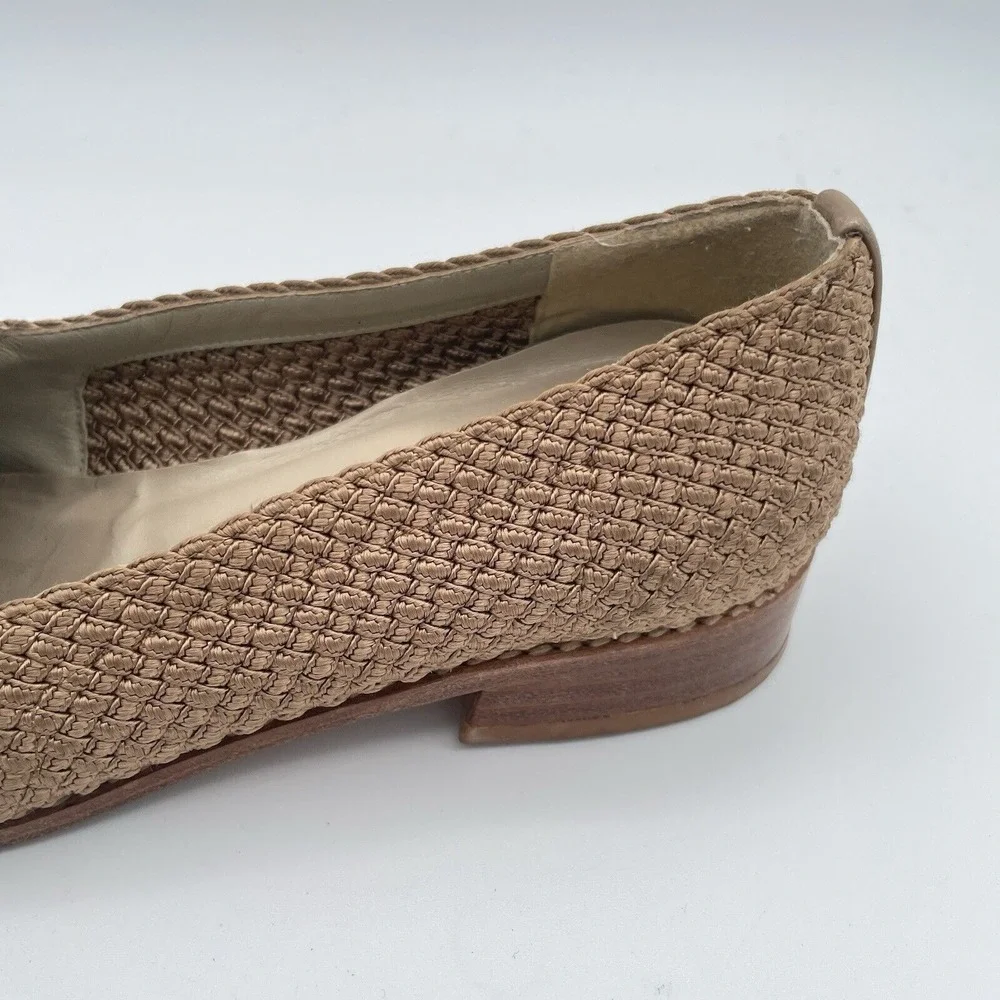 Stuart Weitzman‎ Loafers Womens Size 6 M Taupe Woven Cord Flexible Slip-On Shoes